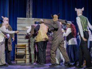 The animals take action to overthrow Mr Jones - Animal Farm 2026 - Lewes Drama Collective