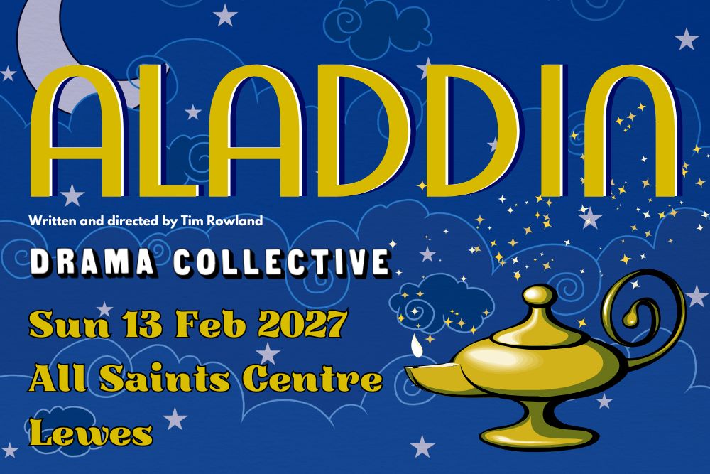 Header image for panto production Aladdin by Drama Collective February 2027 in Lewes